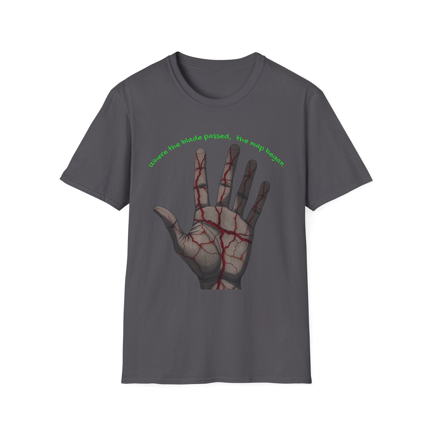 Scars as Cartography – Wounded Palm Map Tee Printify