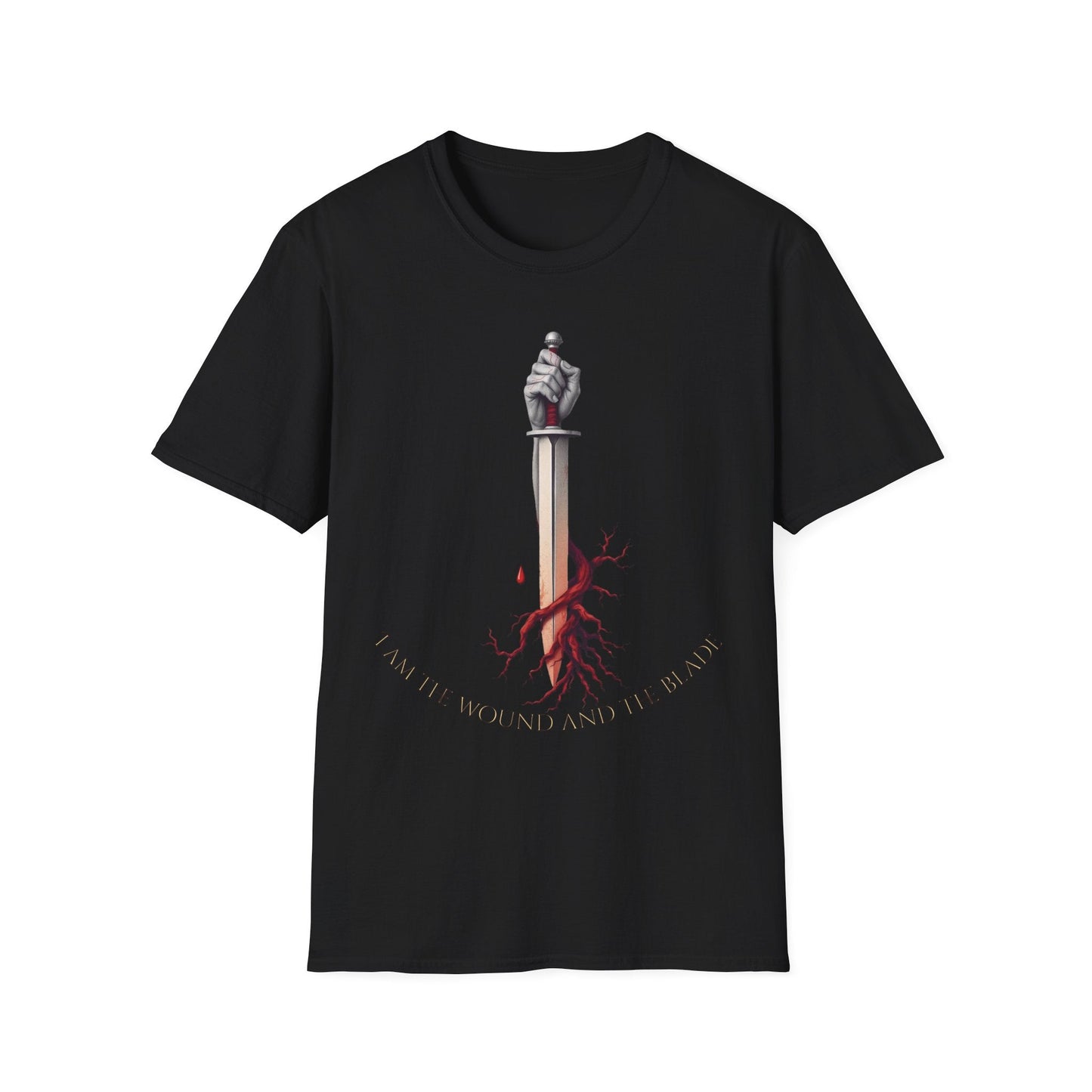 "Rooted in Red — The Wound & Blade Tee" Printify