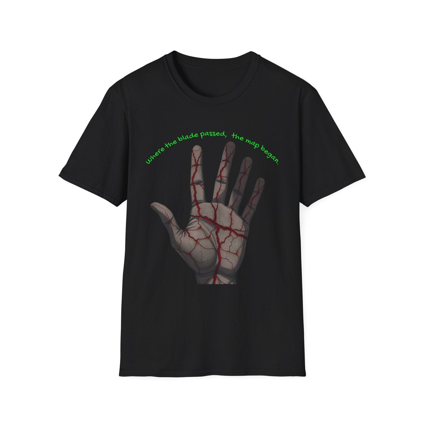 Scars as Cartography – Wounded Palm Map Tee Printify