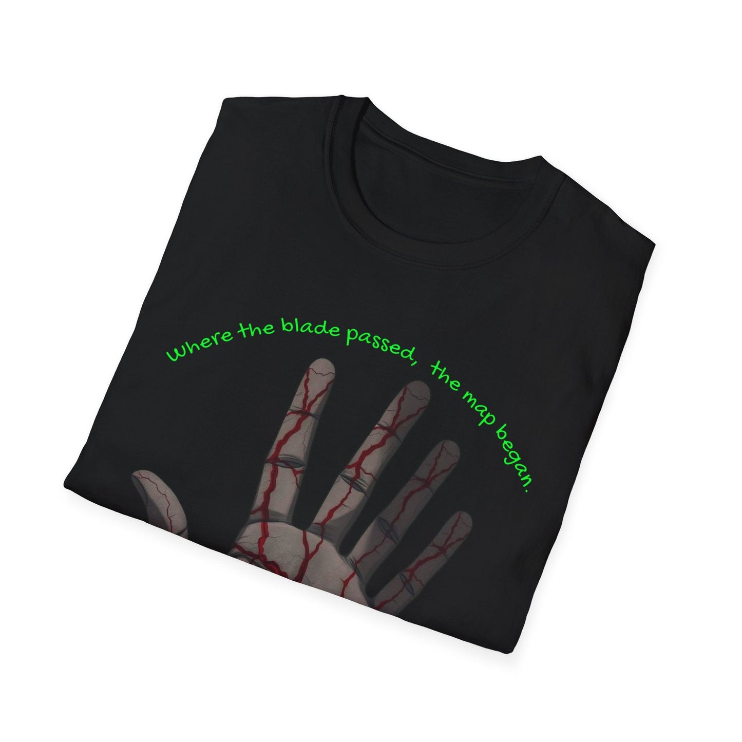 Scars as Cartography – Wounded Palm Map Tee Printify