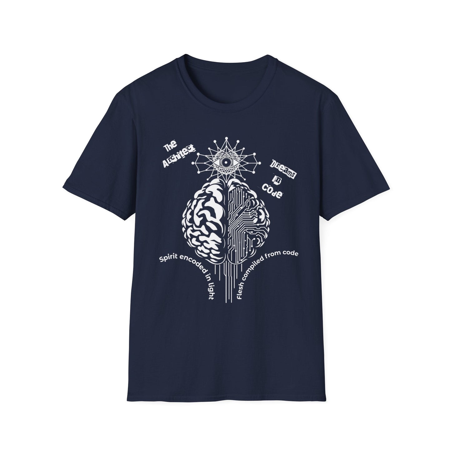 The Universe Built in Code – Brain Meets Spirit Tee Printify