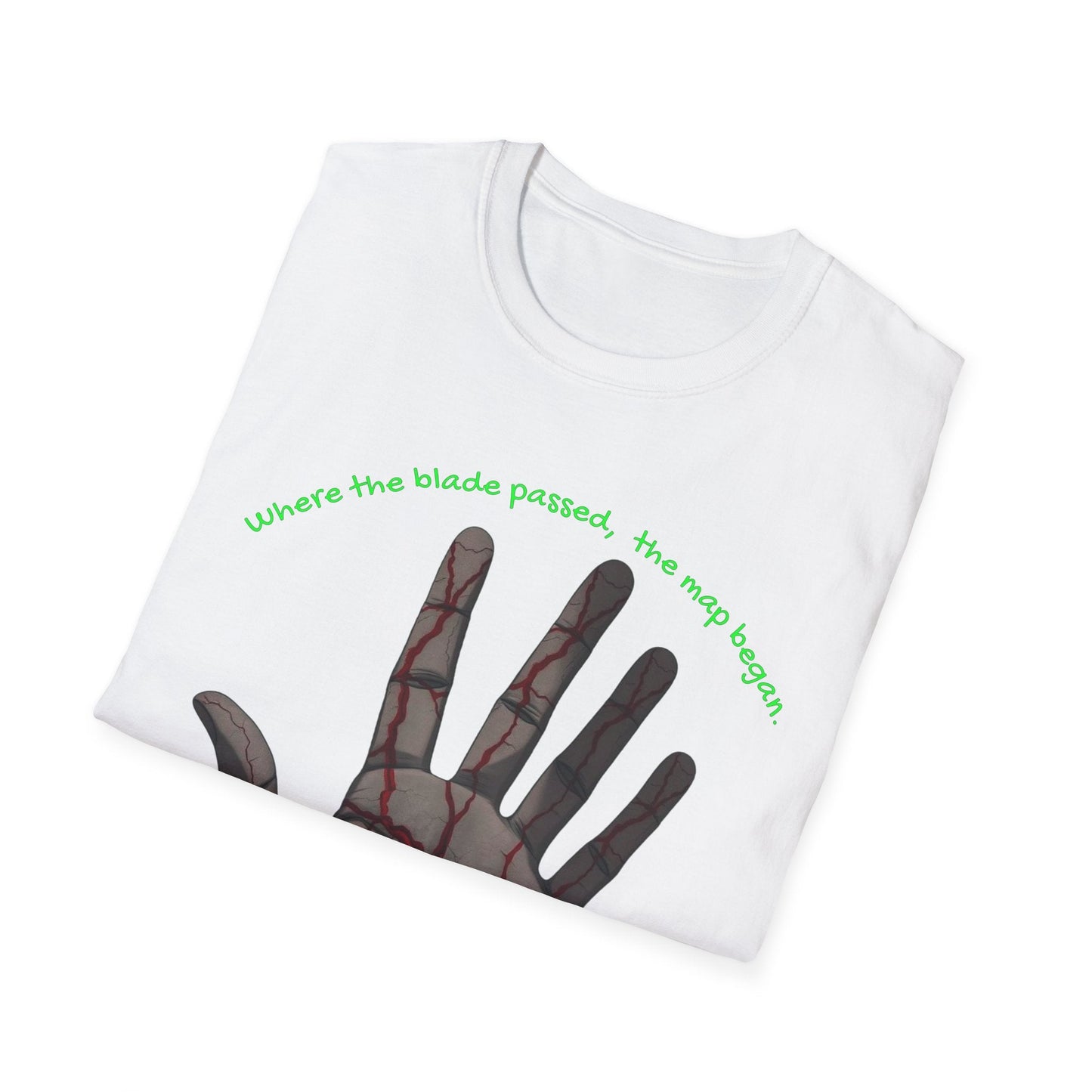 Scars as Cartography – Wounded Palm Map Tee Printify
