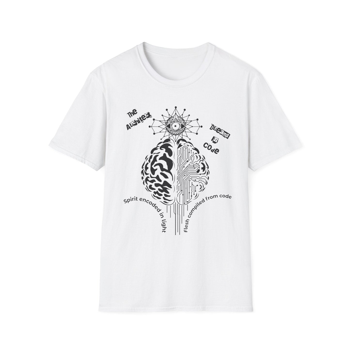The Universe Built in Code – Brain Meets Spirit Tee Printify