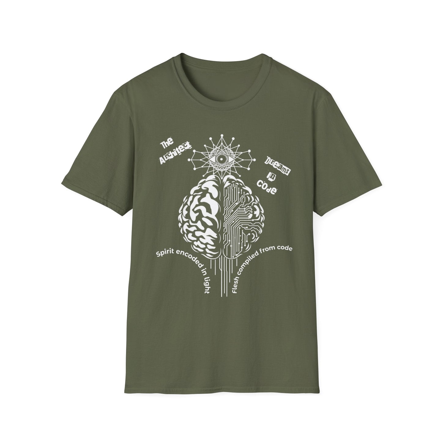 The Universe Built in Code – Brain Meets Spirit Tee Printify