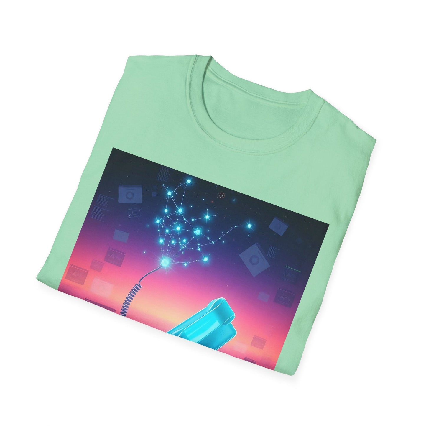 "Dreaming in Dial-Up Tones — Drip Time Surrealist Tee" Printify