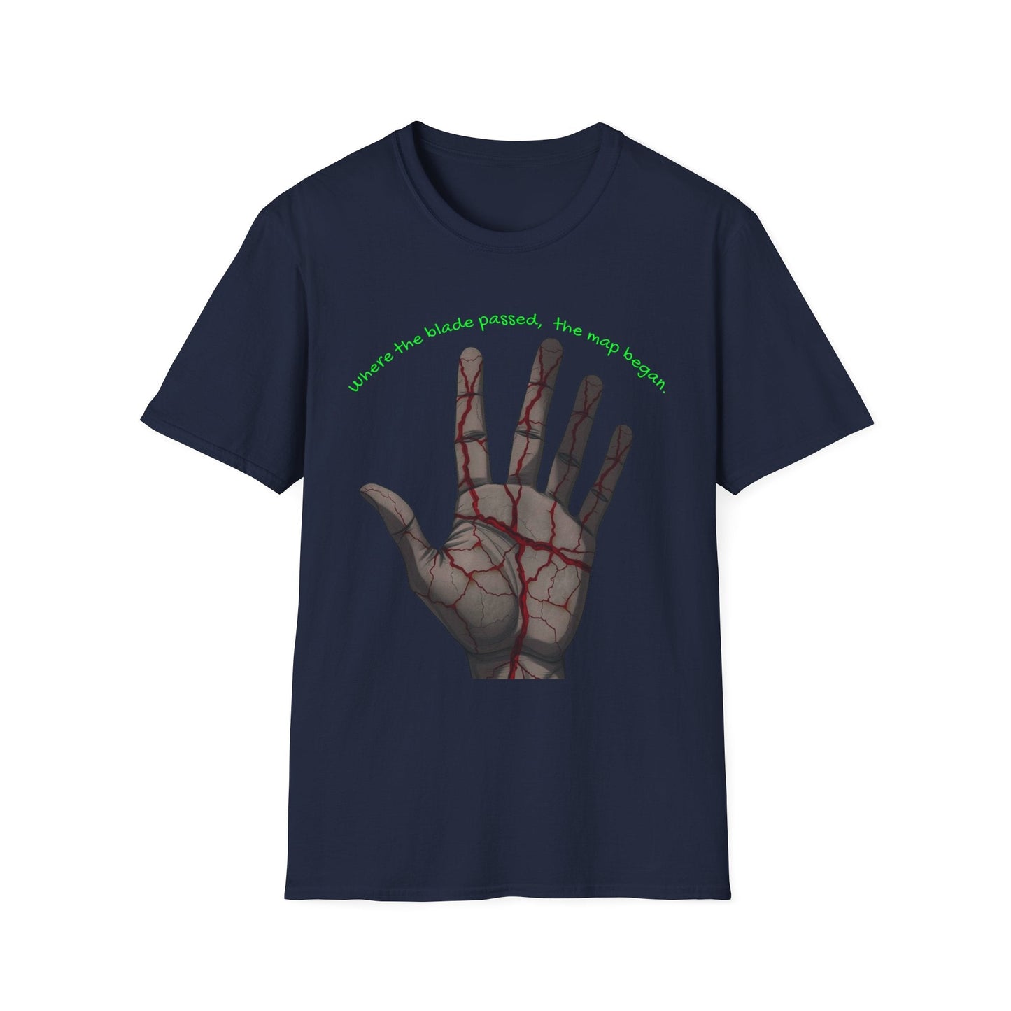 Scars as Cartography – Wounded Palm Map Tee Printify