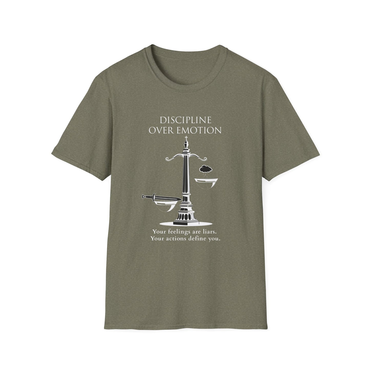 "Discipline Over Emotion — The Weight of Action Tee" Printify