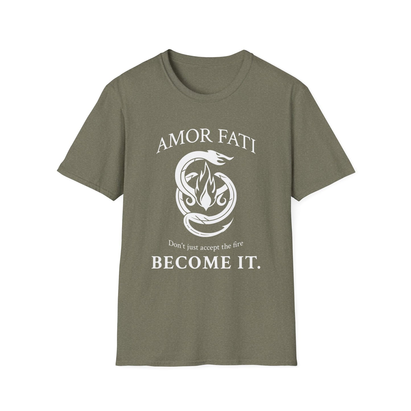"Become the Fire — Amor Fati Transformation Tee" Printify