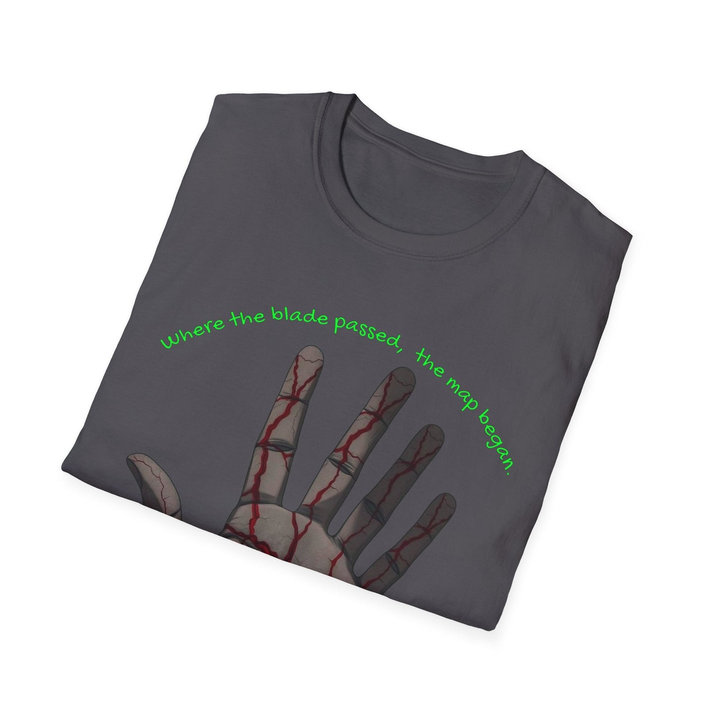 Scars as Cartography – Wounded Palm Map Tee Printify
