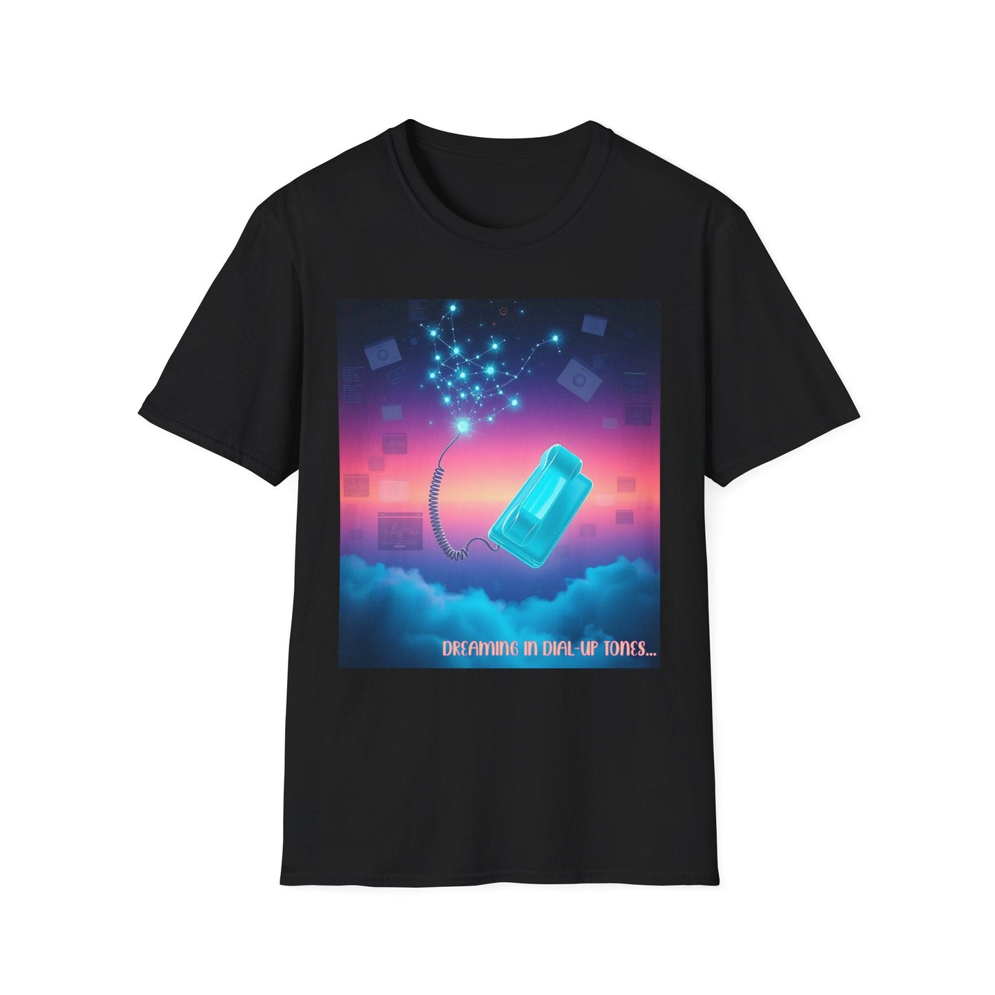"Dreaming in Dial-Up Tones — Drip Time Surrealist Tee" Printify