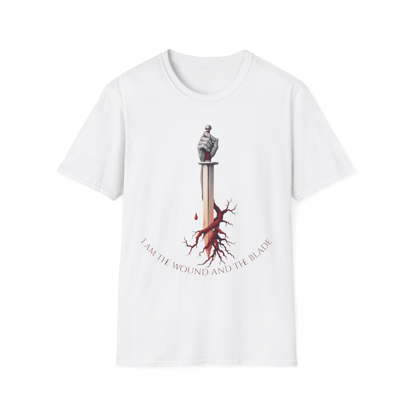 "Rooted in Red — The Wound & Blade Tee" Printify