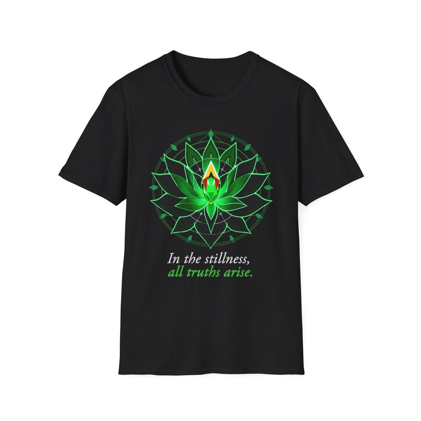 "Stillness Reveals All — Inner Truths Lotus Tee" Printify