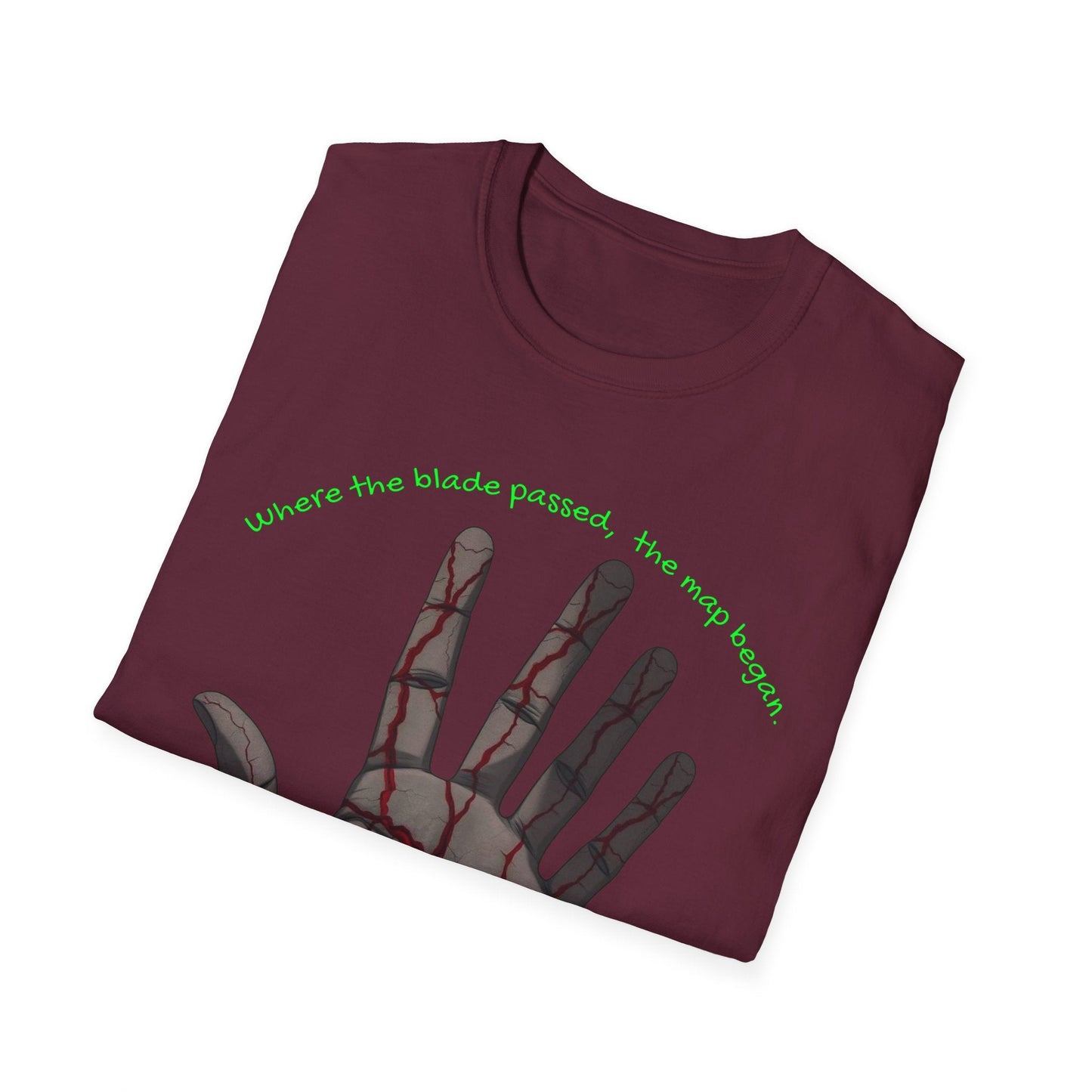 Scars as Cartography – Wounded Palm Map Tee Printify