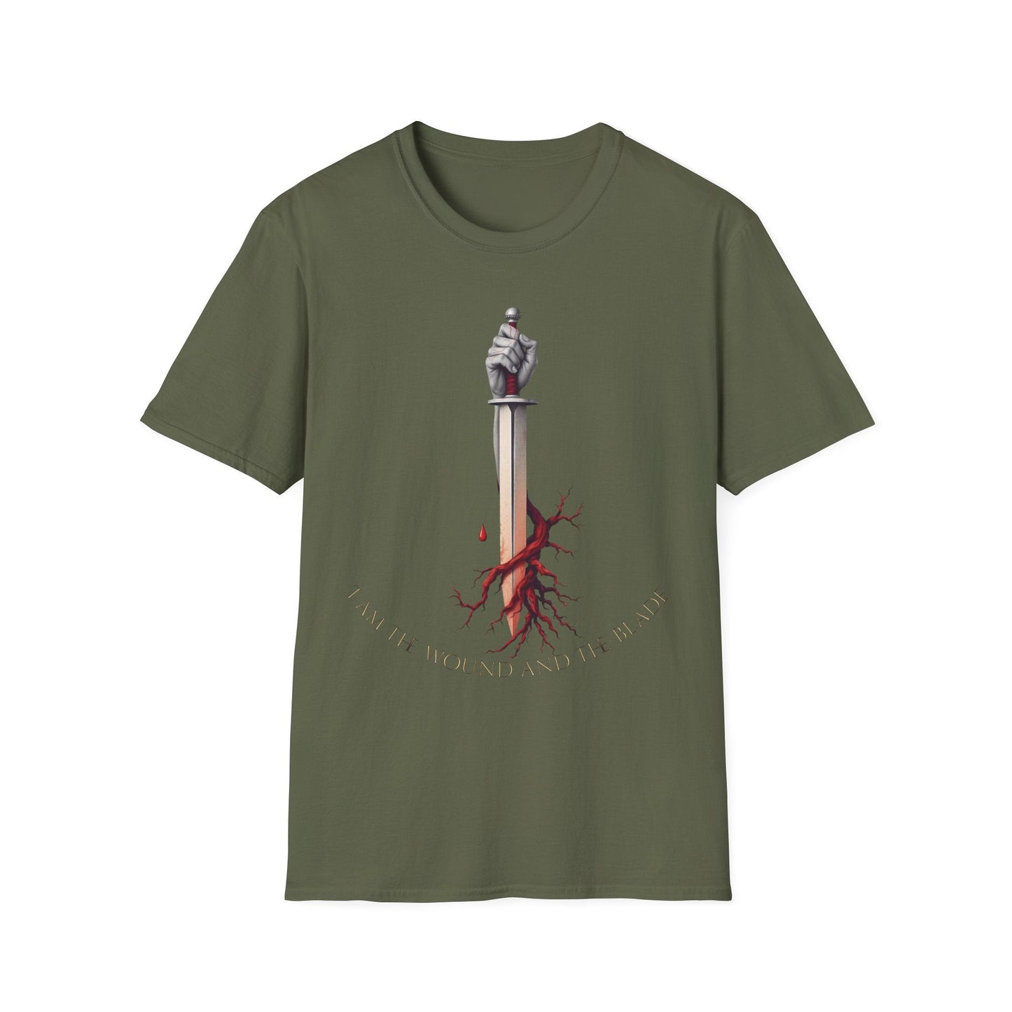 "Rooted in Red — The Wound & Blade Tee" Printify