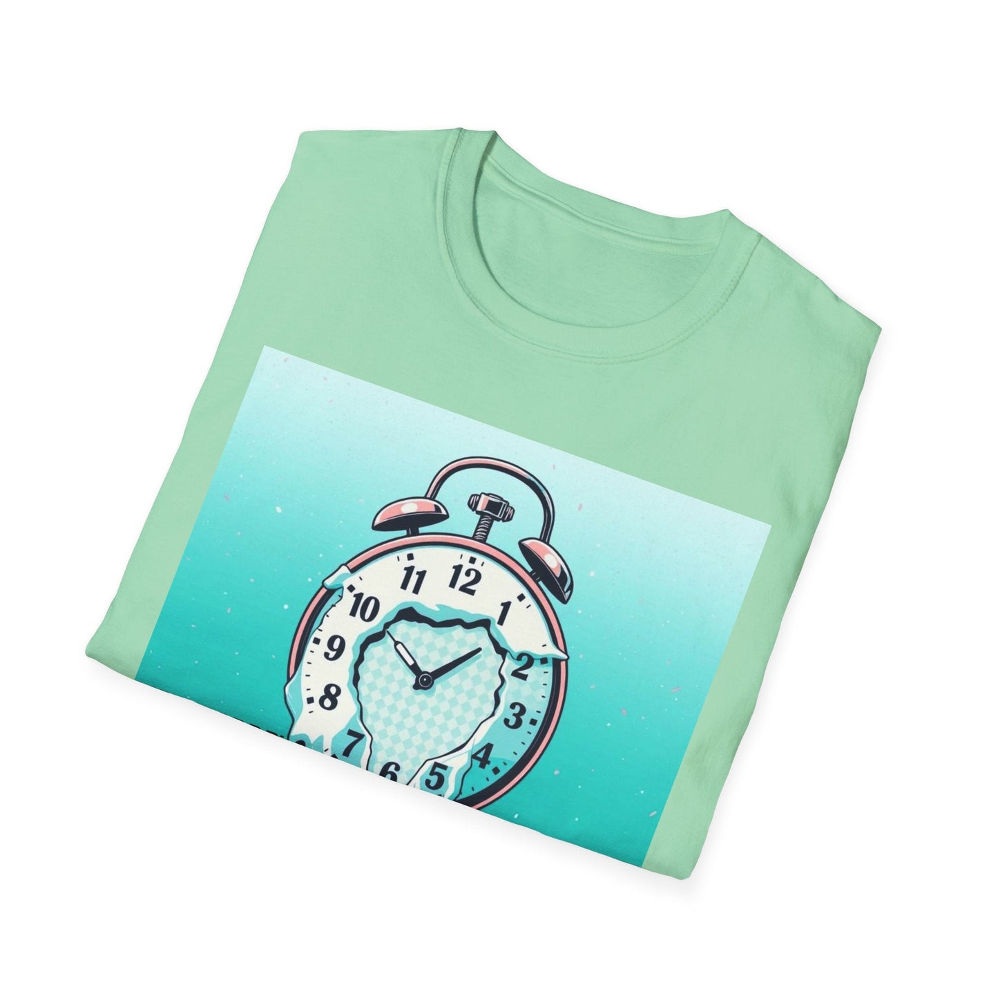 "The Clock Doesn’t Work Here — Drip Time Surrealist Tee" Printify