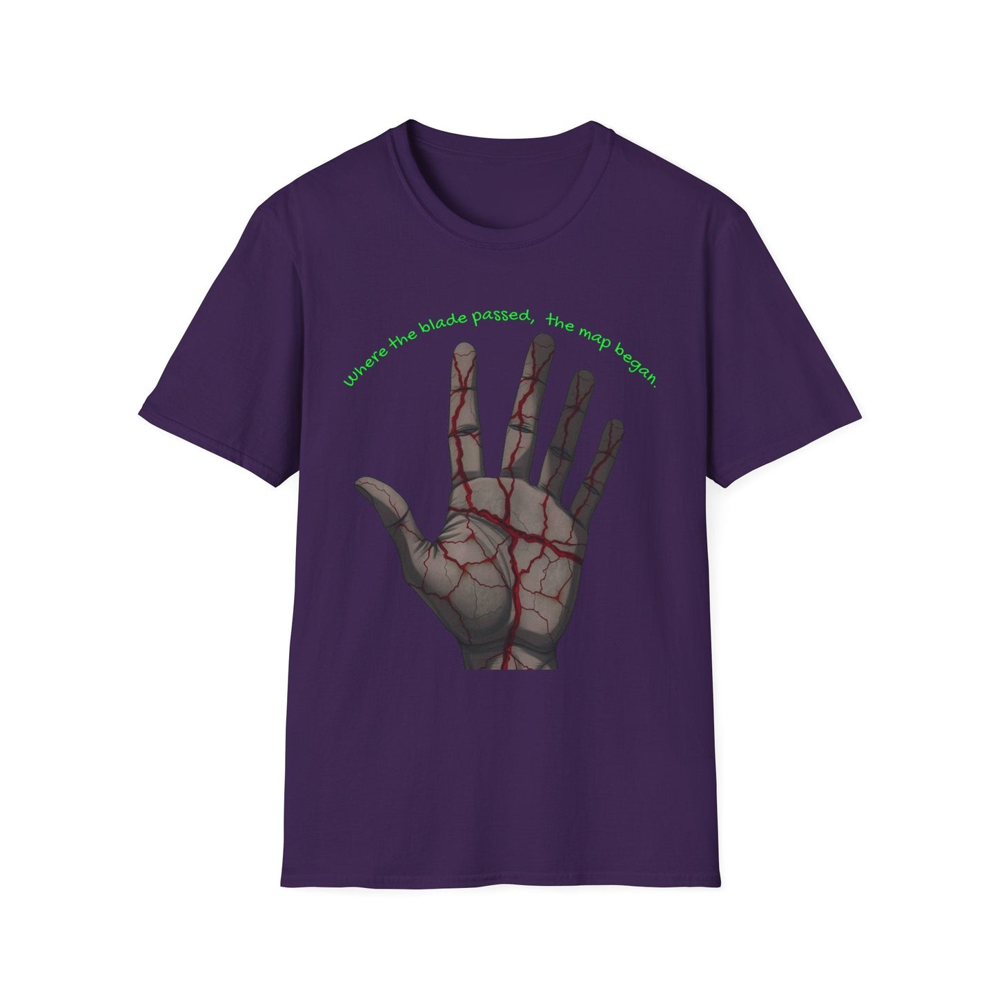 Scars as Cartography – Wounded Palm Map Tee Printify