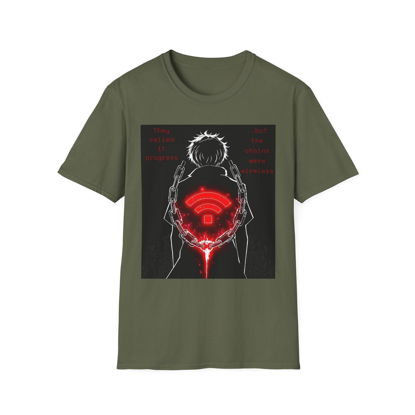 "Wireless Chains — The Progress Trap Tee" Printify