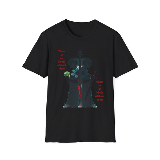 "Blood & Bloom — The Rooted Blade Tee" Printify