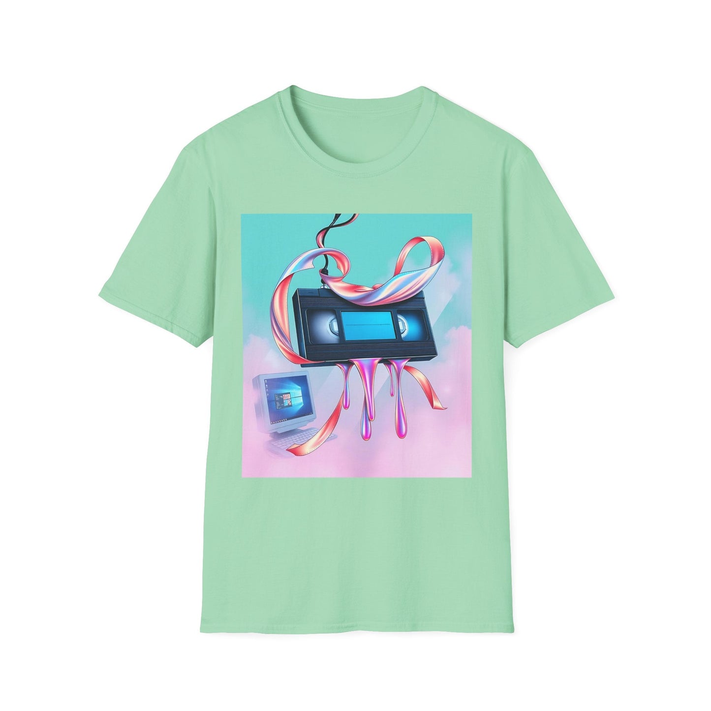 "Dreams Left in the VCR — Memory Ribbon Tee" Printify