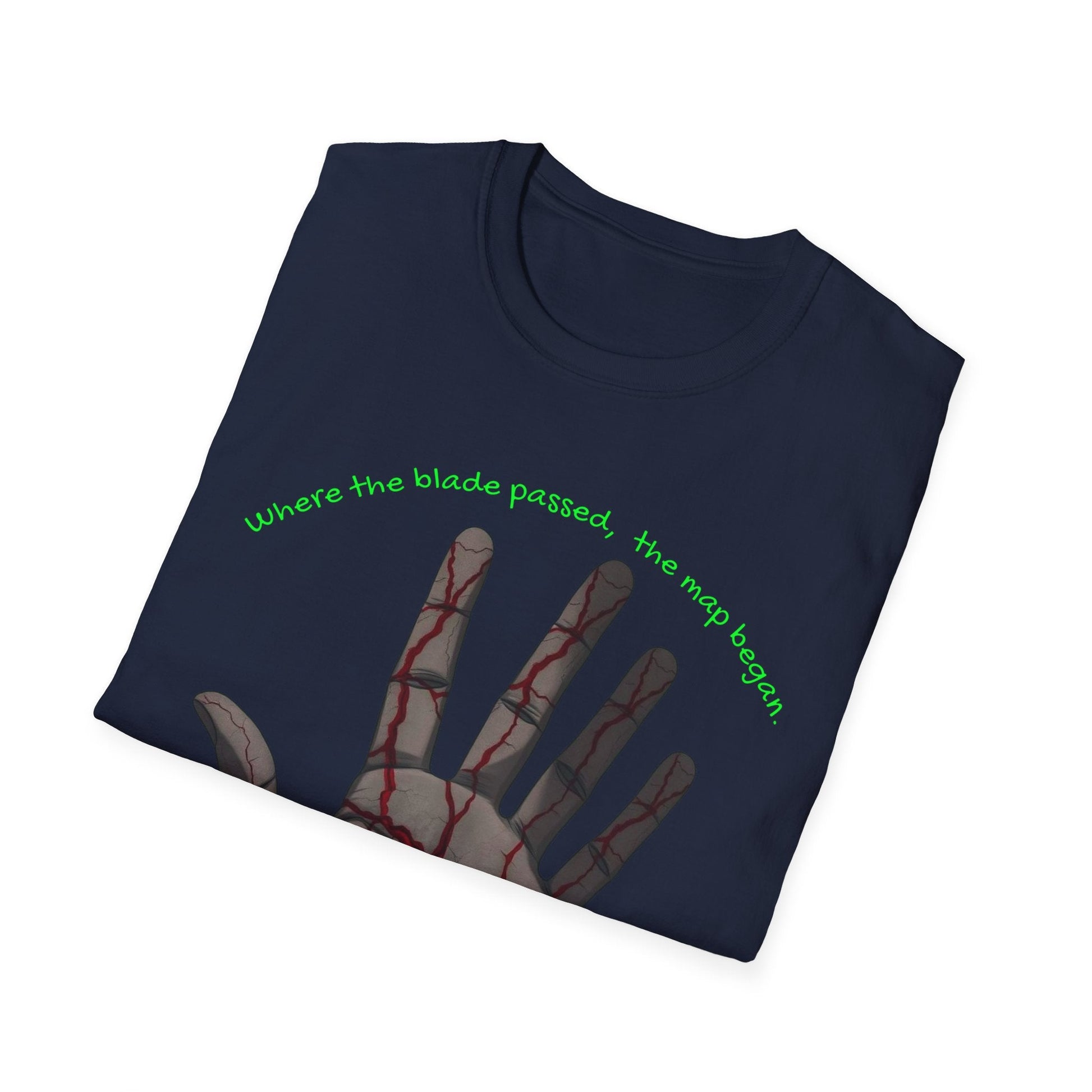 Scars as Cartography – Wounded Palm Map Tee Printify