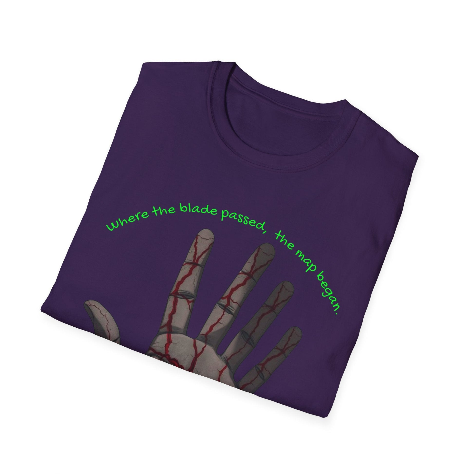 Scars as Cartography – Wounded Palm Map Tee Printify