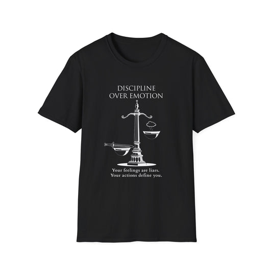 "Discipline Over Emotion — The Weight of Action Tee" Printify