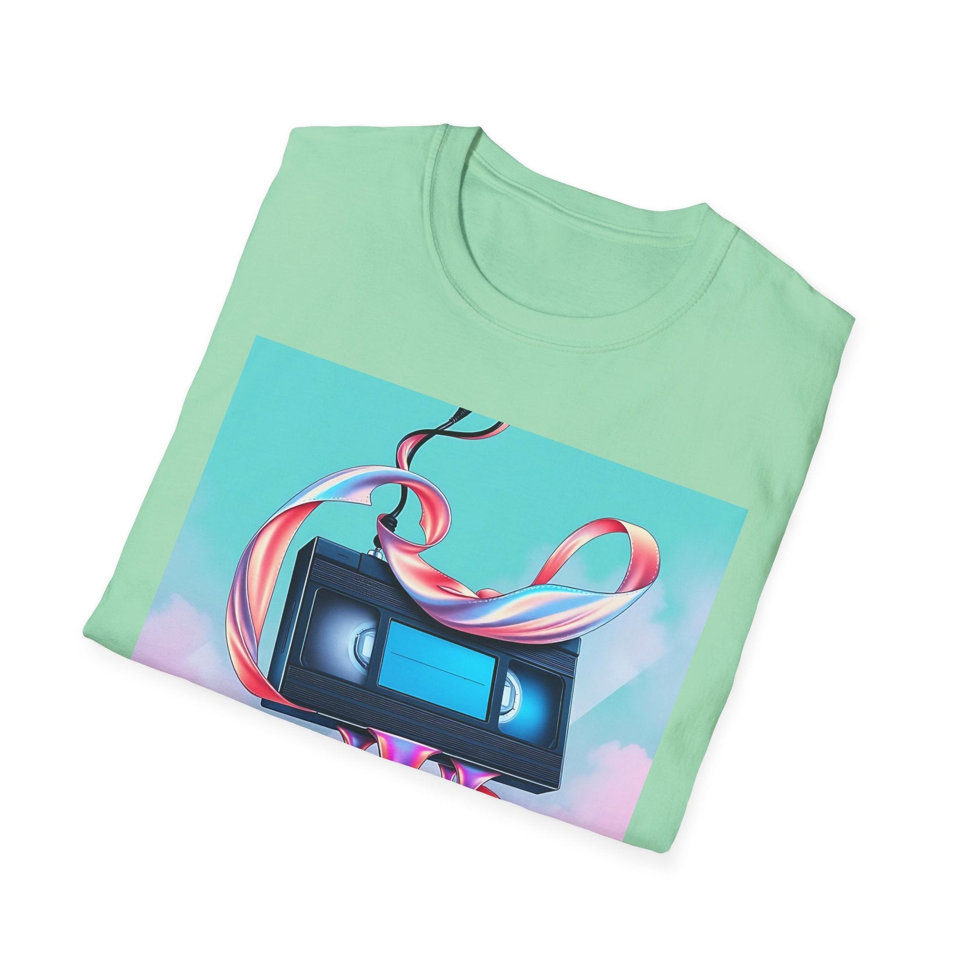 "Dreams Left in the VCR — Memory Ribbon Tee" Printify