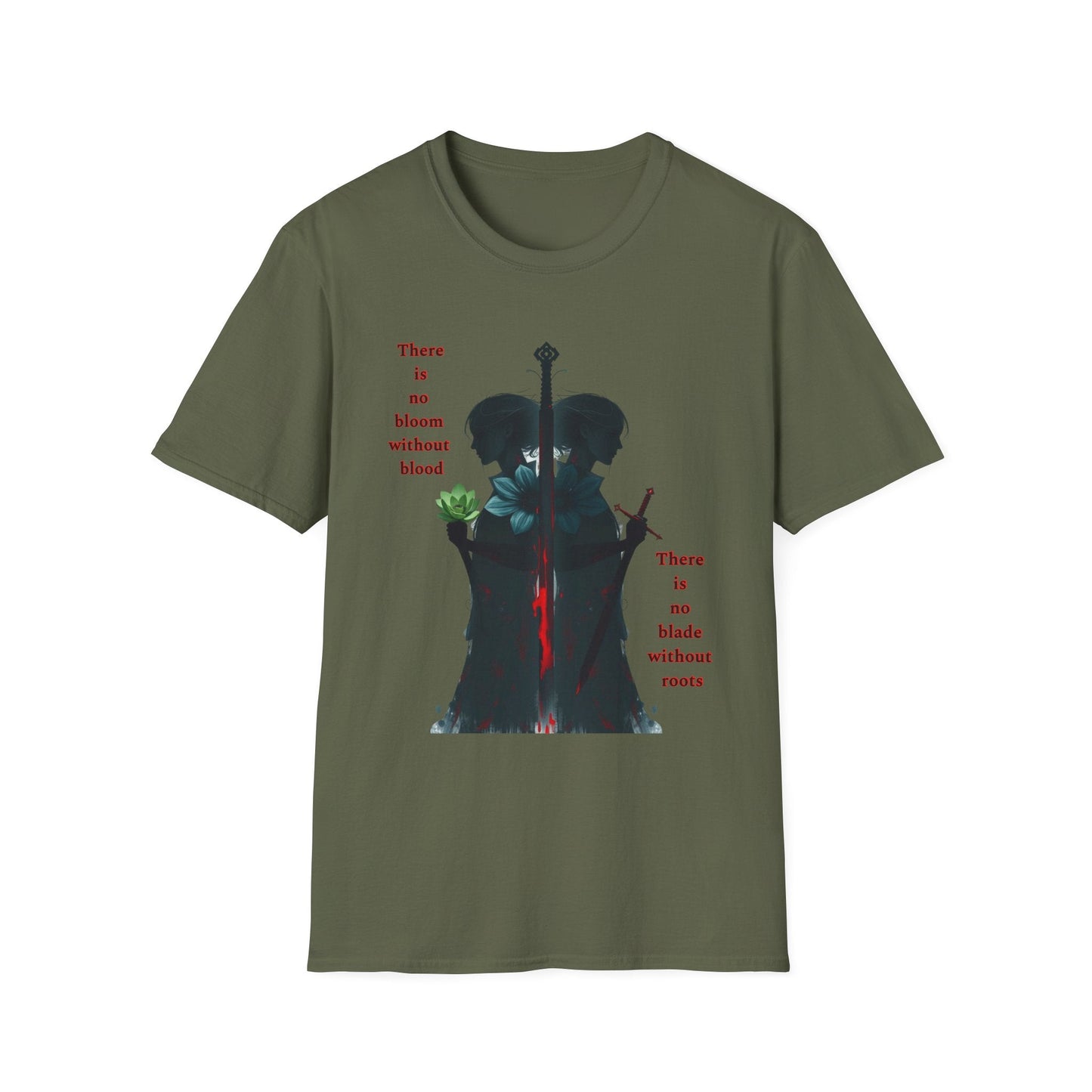 "Blood & Bloom — The Rooted Blade Tee" Printify