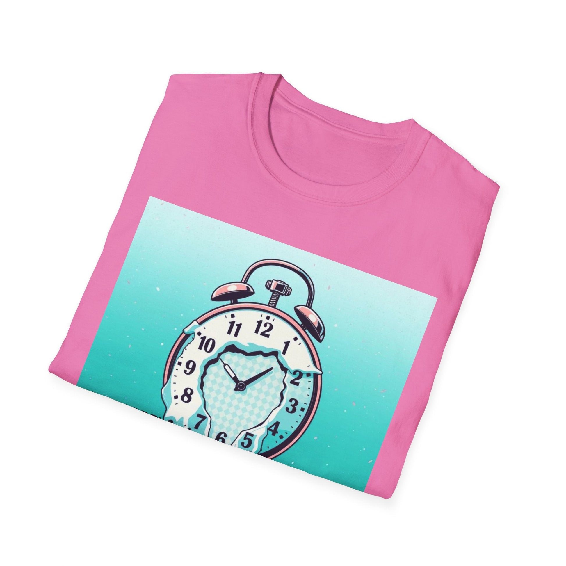 "The Clock Doesn’t Work Here — Drip Time Surrealist Tee" Printify