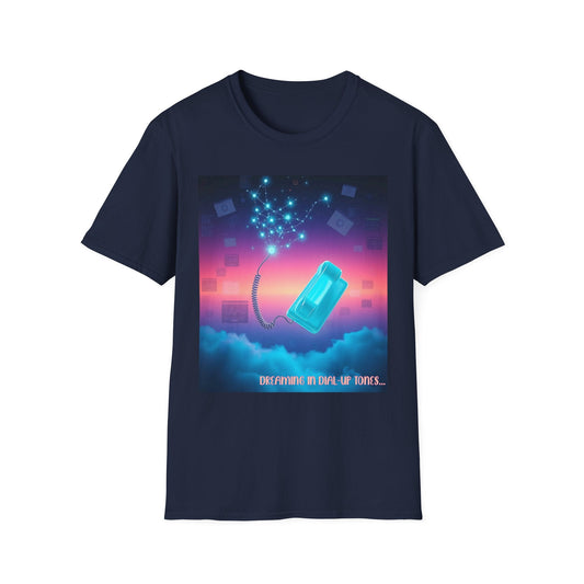 "Dreaming in Dial-Up Tones — Drip Time Surrealist Tee" Printify